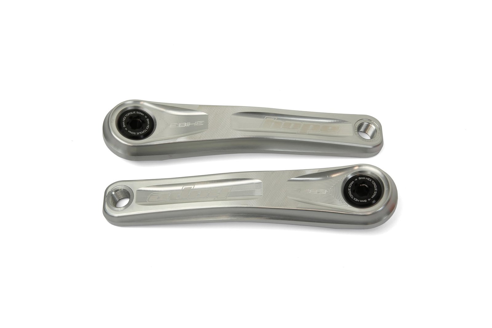 Hope E-Bike crankset standard offset for Bosch Gen 2 and Gen 4 motors in silver