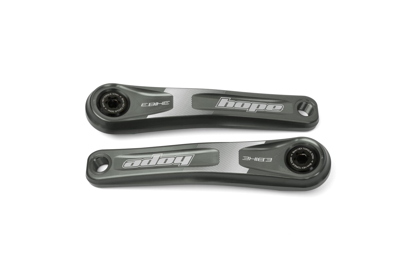 Hope E-Bike crankset standard offset for Bosch Gen 2 and Gen 4 motors in smoke