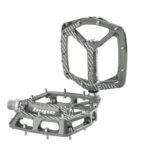 Hope F22 flat pedals with concave platform and hex pins in smoke anodised finish