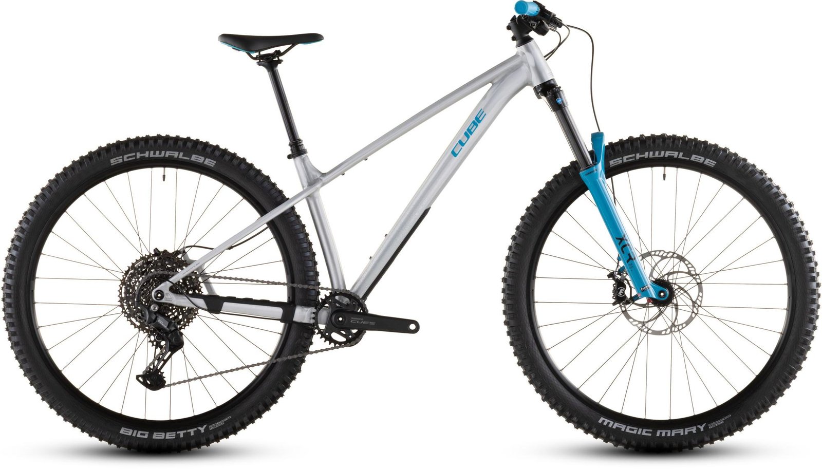 cube reaction tm one rawmetal/blue trail bike
